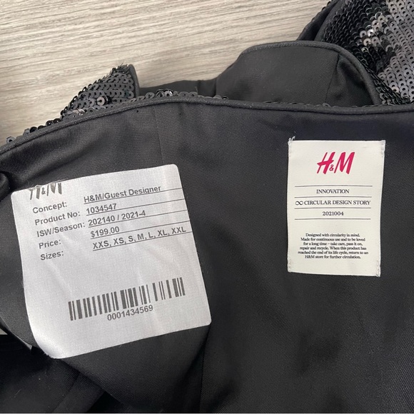 H&M Collection Sequin Bow Top Black Size 4 - Picture 6 of 7